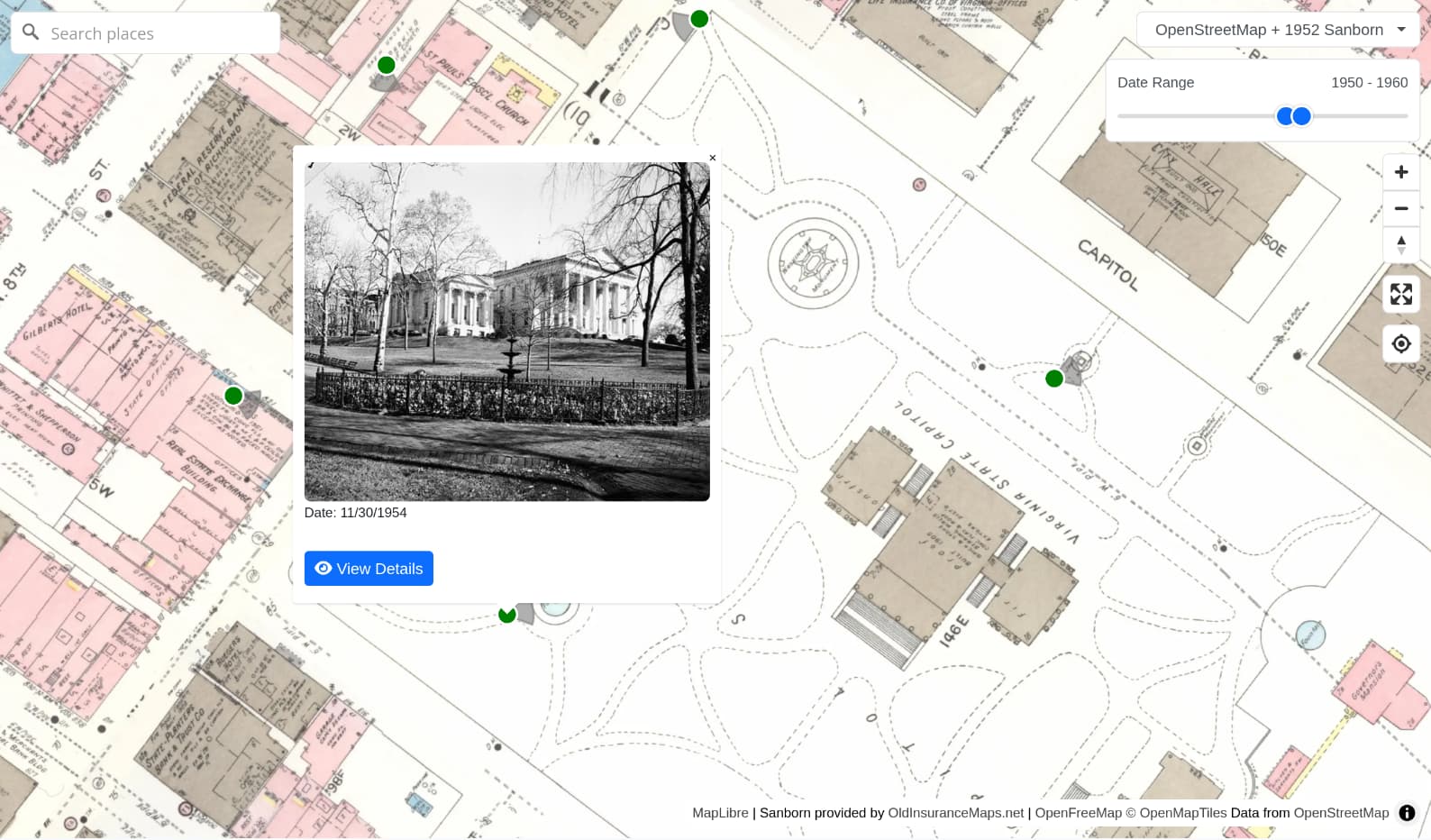 Screenshot of a photo on top of a Sanborn insurance map in Yesterdays