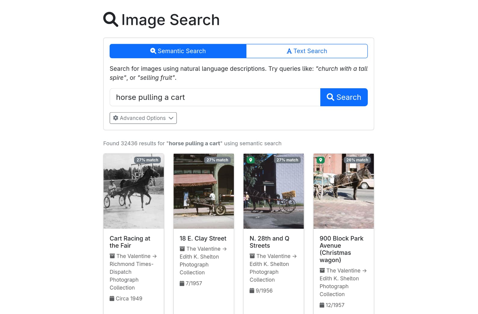 Screenshot of a semantic search in Yesterdays